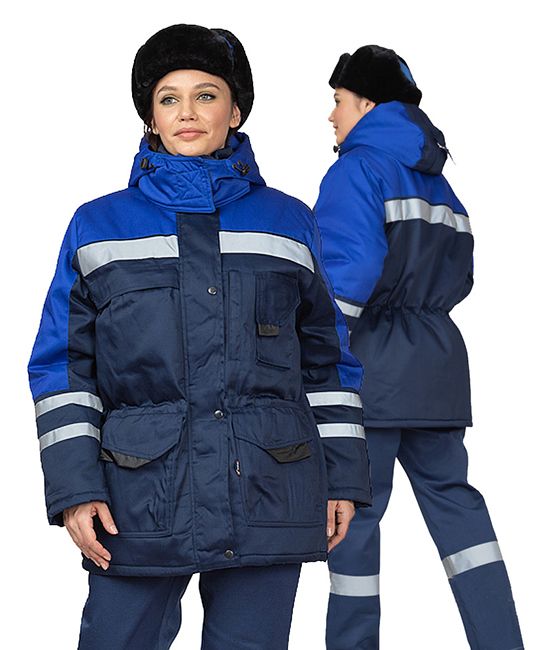 Куртка женская утепленная "Зима" темно-синий/василёк