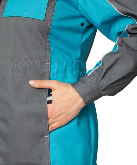 Костюм женский "Бренд 1" 2020 с удлинённой курткой серый/бирюза фото 9