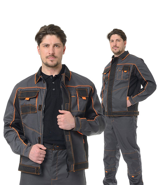 Куртка мужская "Бренд" серо-чёрная фото 1