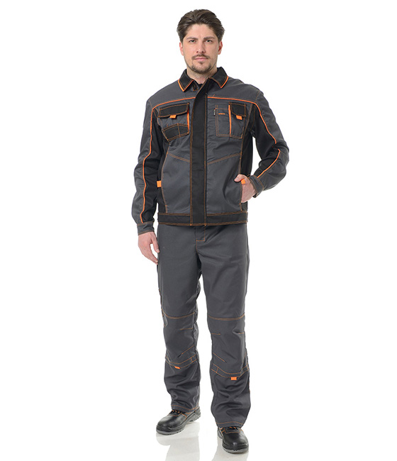 Куртка мужская "Бренд" серо-чёрная фото 2