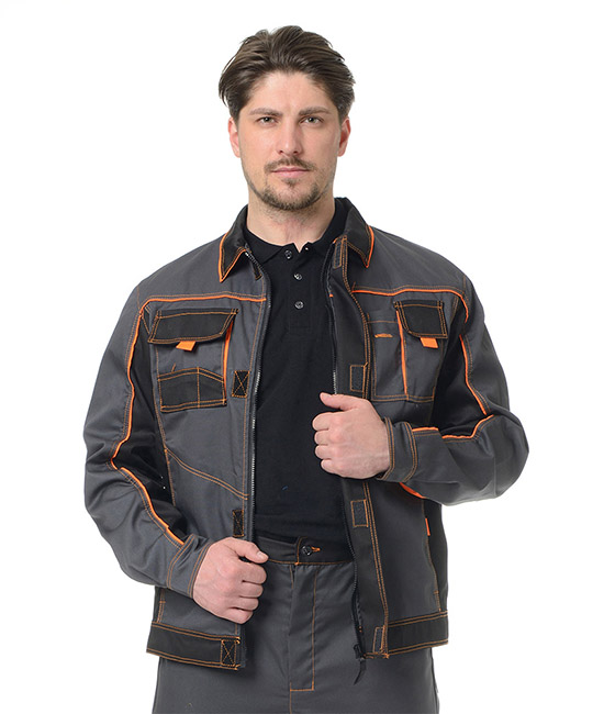 Куртка мужская "Бренд" серо-чёрная фото 5