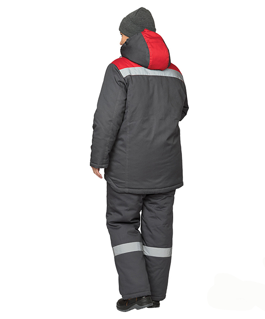 Куртка рабочая женская утеплённая Профессионал тёмно-серая/красная фото 8