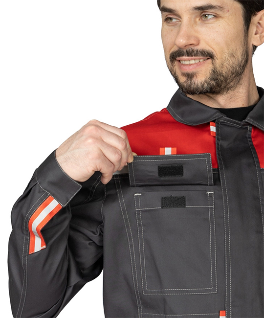 Костюм мужской "Профессионал 1" тёмно-серый/красный фото 13