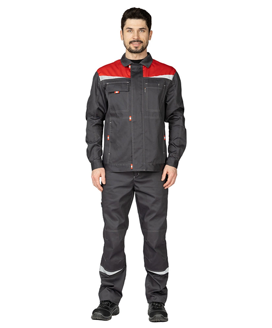 Костюм мужской "Профессионал 1" тёмно-серый/красный фото 2