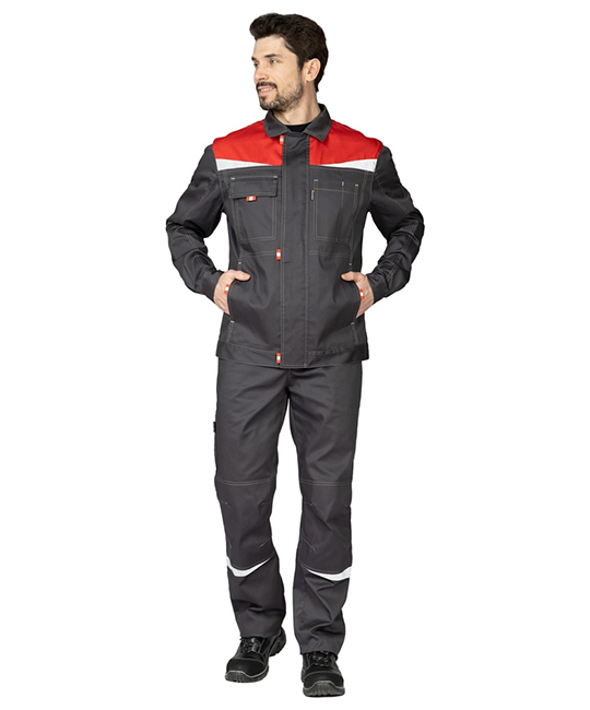 Костюм мужской "Профессионал 1" тёмно-серый/красный фото 3