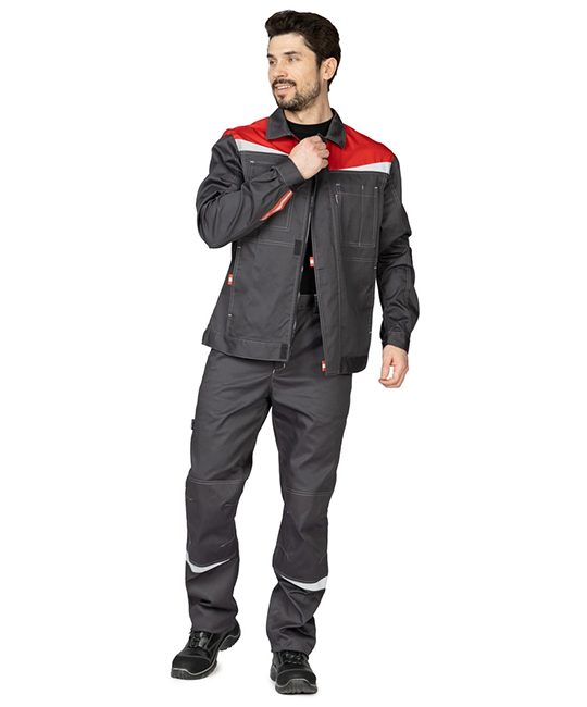 Костюм мужской "Профессионал 1" тёмно-серый/красный фото 6