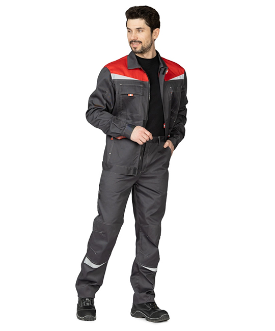 Костюм мужской "Профессионал 1" тёмно-серый/красный фото 7
