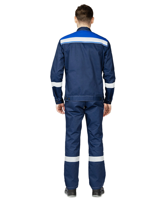 Костюм мужской "Референс 2" тёмно-синий/василёк (куртка и полукомбинезон) фото 13