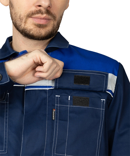 Костюм мужской "Референс 2" тёмно-синий/василёк (куртка и полукомбинезон) фото 15