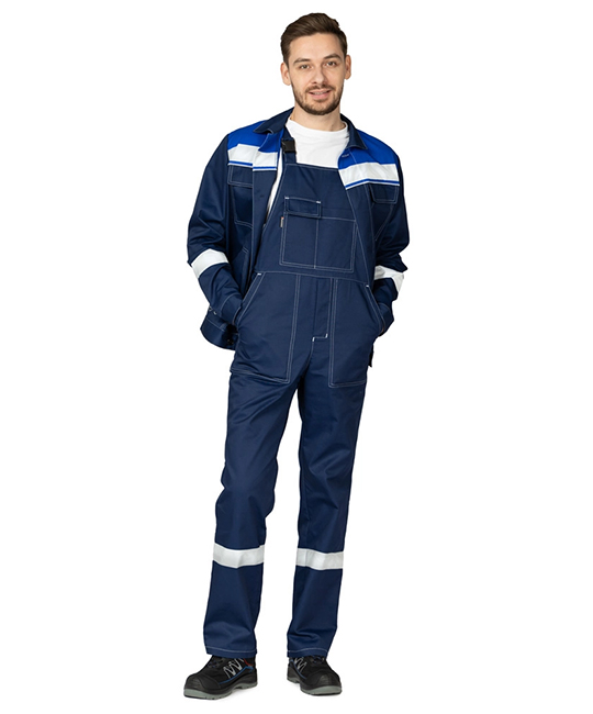 Костюм мужской "Референс 2" тёмно-синий/василёк (куртка и полукомбинезон) фото 5