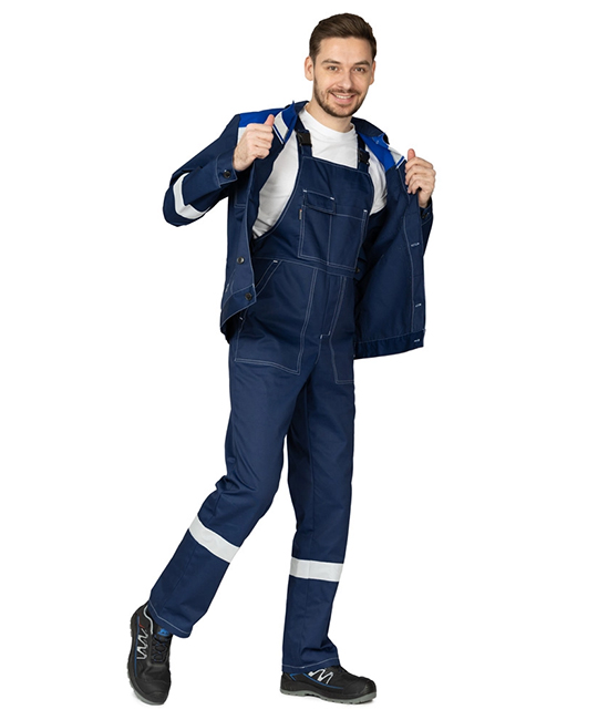 Костюм мужской "Референс 2" тёмно-синий/василёк (куртка и полукомбинезон) фото 7