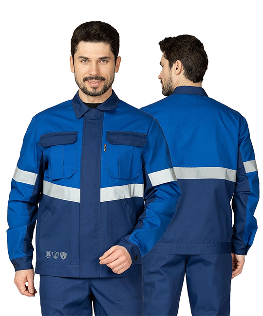 Костюм мужской "Вираж Индастриал" тёмно-синий/василёк (куртка и брюки) фото 1