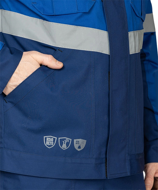 Костюм мужской "Вираж Индастриал" тёмно-синий/василёк (куртка и брюки) фото 13