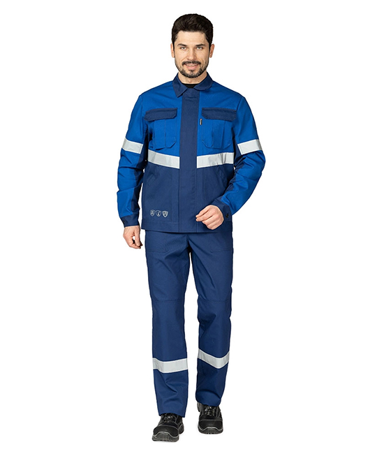 Костюм мужской "Вираж Индастриал" тёмно-синий/василёк (куртка и брюки) фото 2