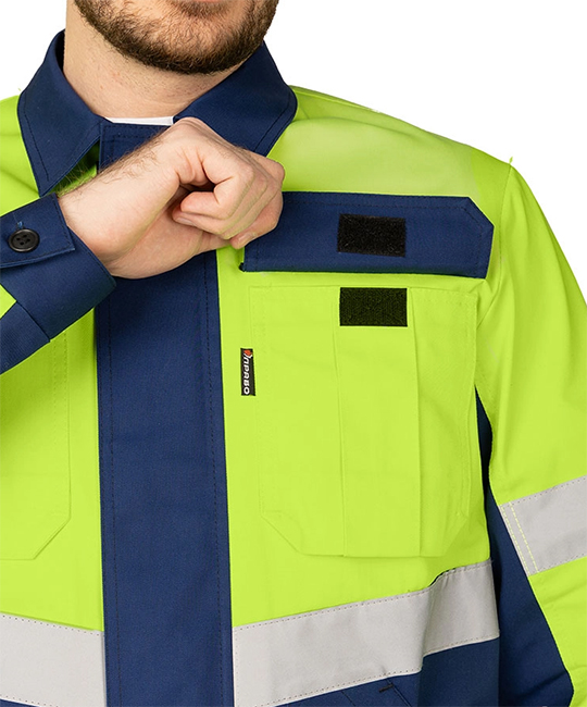 Костюм мужской "Вираж Индастриал" тёмно-синий/лимонный (куртка и брюки) фото 10