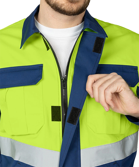 Костюм мужской "Вираж Индастриал" тёмно-синий/лимонный (куртка и брюки) фото 12