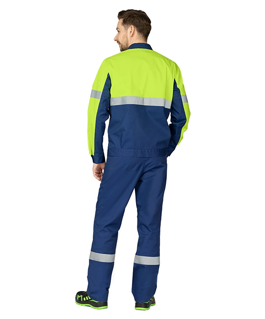 Костюм мужской "Вираж Индастриал" тёмно-синий/лимонный (куртка и брюки) фото 5