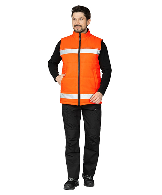Жилет утеплённый "Хайвиз" оранжевый фото 2