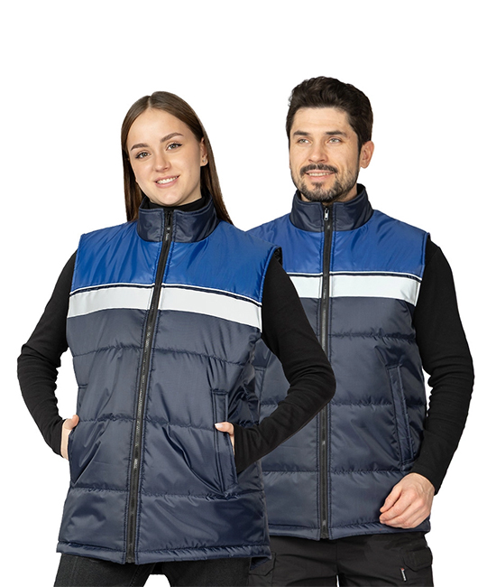 Жилет утеплённый Свирь тёмно-синий/василёк фото 1