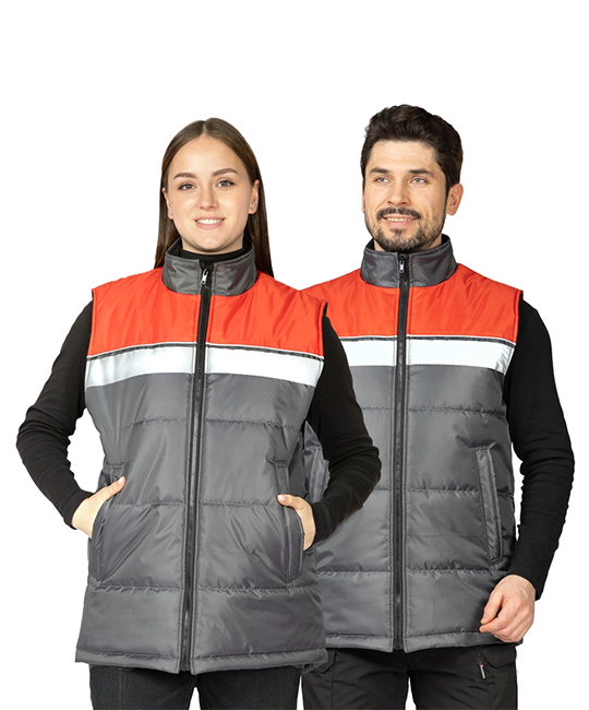 Жилет утеплённый Свирь тёмно-серый/красный фото 1