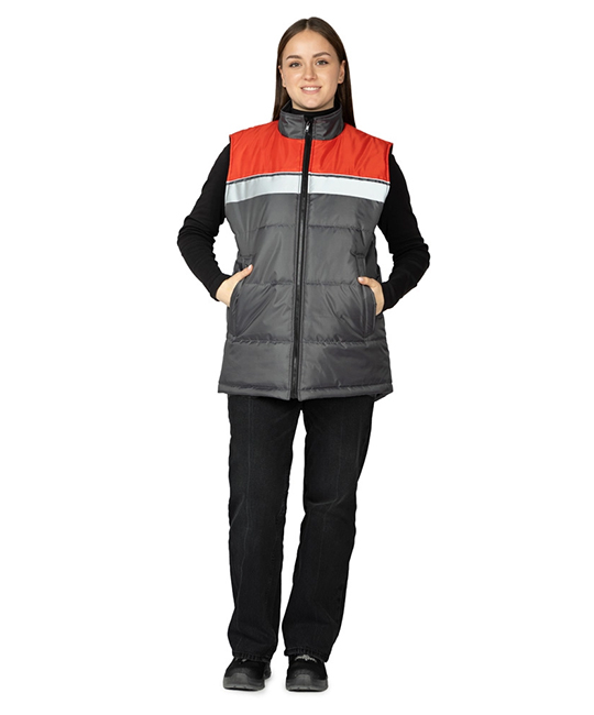 Жилет утеплённый Свирь тёмно-серый/красный фото 3