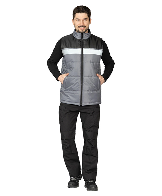 Жилет утеплённый Свирь тёмно-серый/чёрный фото 2