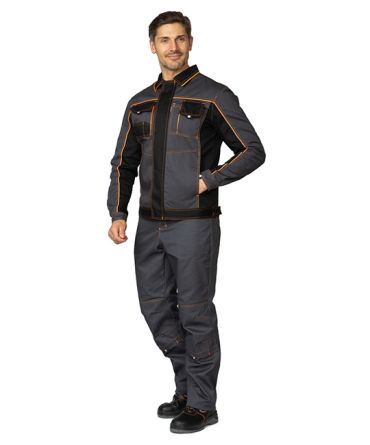 Костюм мужской "Бренд 1 2020" серый/чёрный (куртка и брюки) фото 2