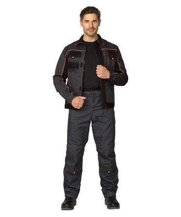Костюм мужской "Бренд 1 2020" серый/чёрный (куртка и брюки) фото 9