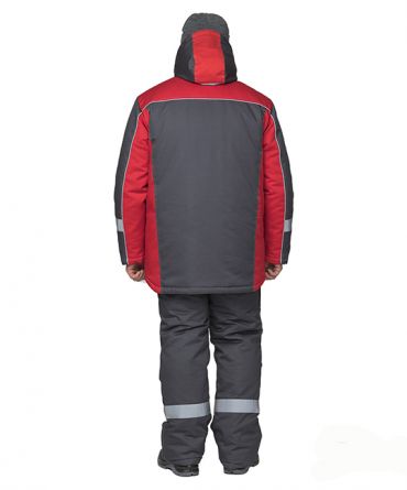 Куртка рабочая мужская утеплённая Бренд тёмно-серая / красная фото 3
