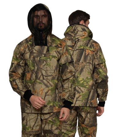 Костюм летний противоэнцефалитный камуфлированный тёмный лес из рипстопа с ловушками (куртка и брюки) фото 1