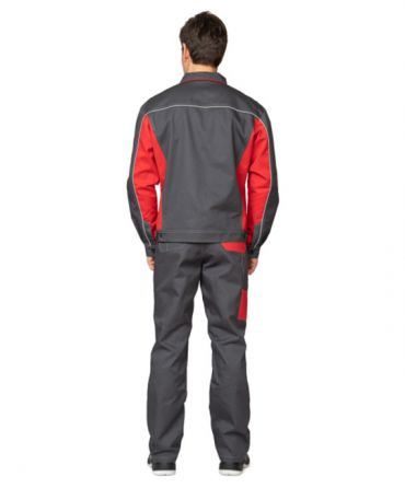 Костюм мужской "Бренд 1 2020" тёмно-серый/красный (куртка и брюки) фото 4