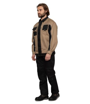 Куртка мужская "Бренд" бежево-чёрная фото 3