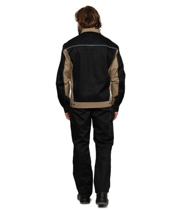 Куртка мужская "Бренд" чёрно-бежевая фото 4