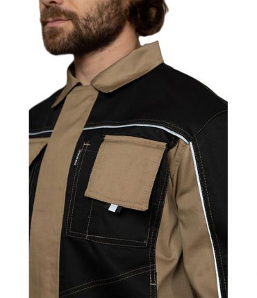 Куртка мужская "Бренд" чёрно-бежевая фото 6