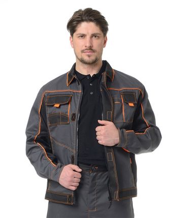 Куртка мужская "Бренд" серо-чёрная фото 5