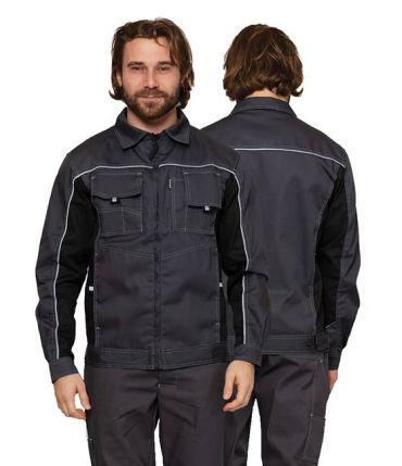 Куртка мужская летняя "Люкс" серый/чёрный со светоотражающим кантом