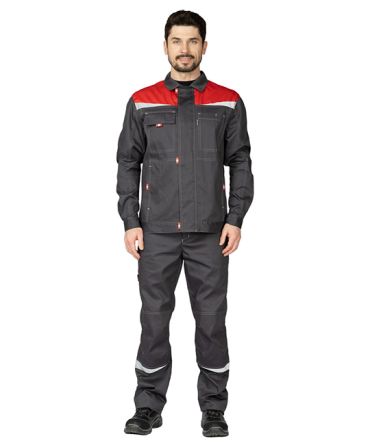 Костюм мужской "Профессионал 1" тёмно-серый/красный фото 2