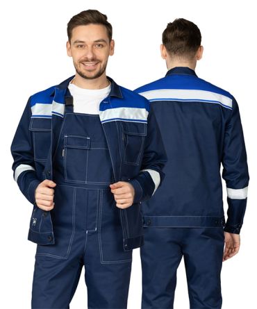 Костюм мужской "Референс 2" тёмно-синий/василёк (куртка и полукомбинезон)