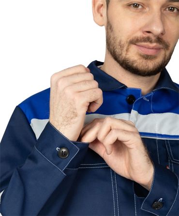 Костюм мужской "Референс 2" тёмно-синий/василёк (куртка и полукомбинезон) фото 14