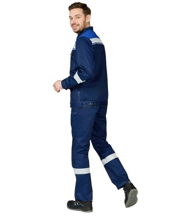 Костюм мужской "Референс 2" тёмно-синий/василёк (куртка и полукомбинезон) фото 4