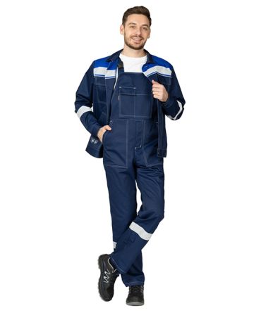 Костюм мужской "Референс 2" тёмно-синий/василёк (куртка и полукомбинезон) фото 6