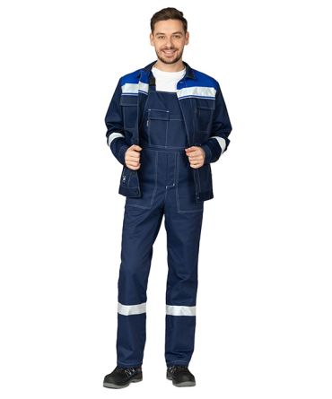 Костюм мужской "Референс 2" тёмно-синий/василёк (куртка и полукомбинезон) фото 8