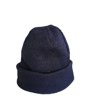 Шапочка вязаная двойная полушерстяная темно-синяя