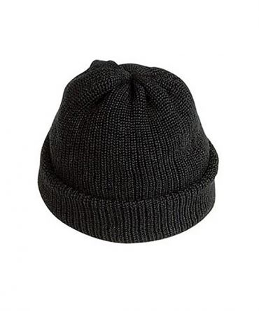Шапочка вязаная двойная полушерстяная черная