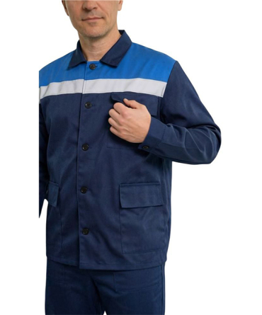 Костюм рабочий "Старт 2" (48% ХБ, куртка, п/к, СОП) синий/василек фото 2