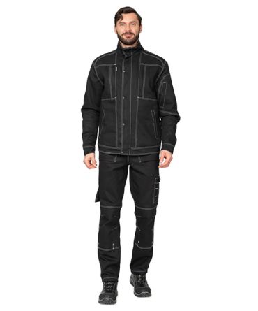Костюм рабочий мужской Викинг 2021 чёрный (куртка и брюки) фото 2