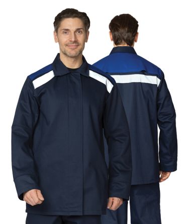 Костюм сварщика 2 класса защиты х/б с ОП-пропиткой синий/василёк (куртка и брюки)