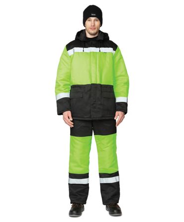 Костюм мужской утеплённый "Трасса" лимонный/чёрный (куртка и полукомбинезон) фото 2