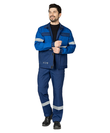 Костюм мужской "Вираж Индастриал" тёмно-синий/василёк (куртка и брюки) фото 3