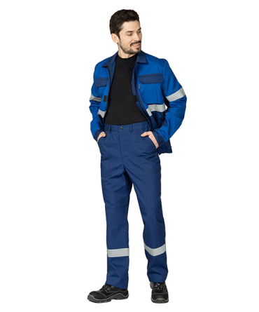 Костюм мужской "Вираж Индастриал" тёмно-синий/василёк (куртка и брюки) фото 4